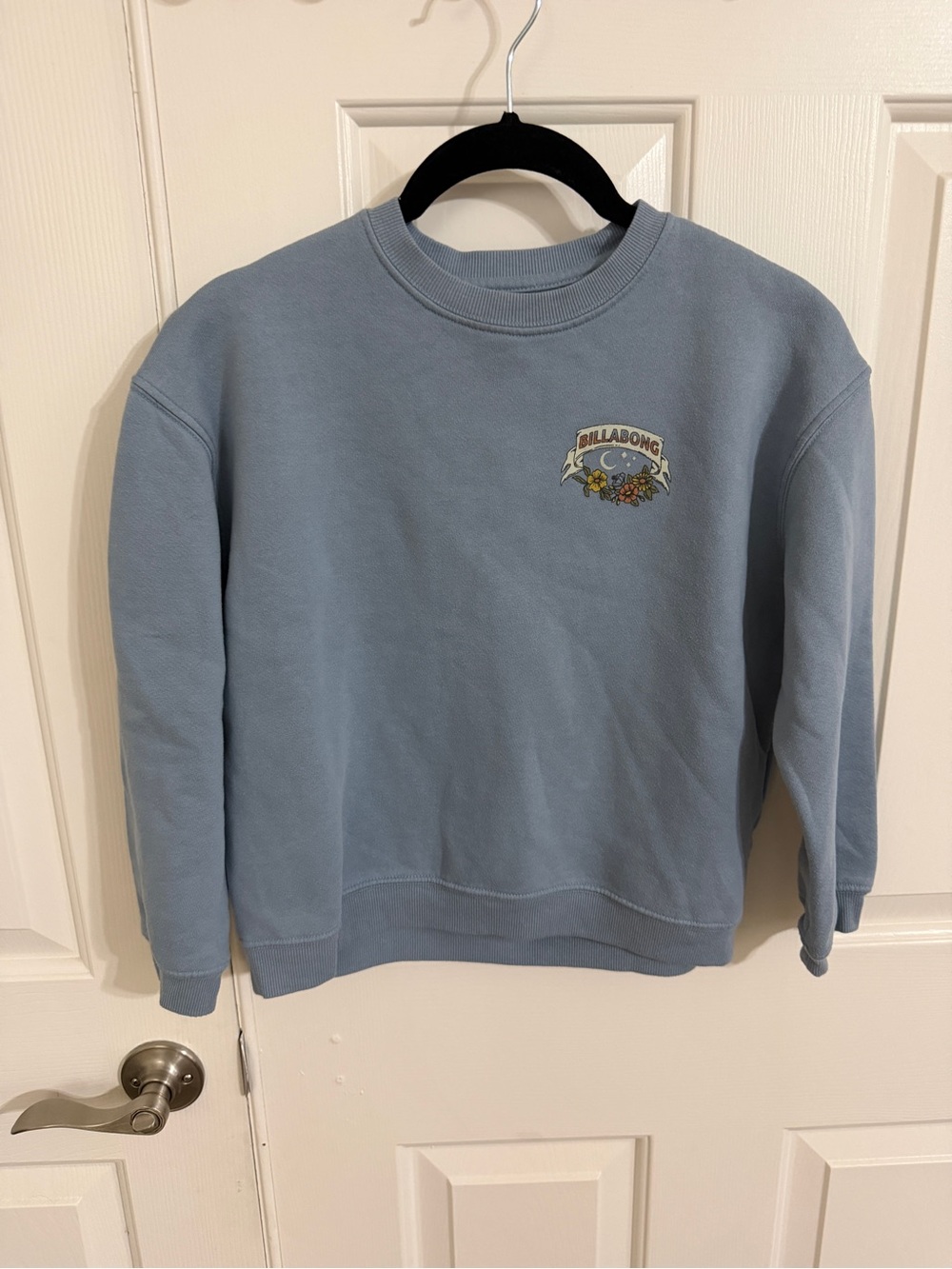 Billabong M Dusty Blue Dancing Skeleton Floral Cropped Crewneck Sweatshirt